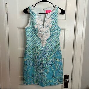 NWT Lilly Pulitzer Gabby Stretch Shift Bondi Blue Scuba Doo 4